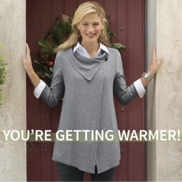 Soft Surroundings Wool Blend Wrap Waterfall Cardigan Sweater Topper Duster - Picture 2 of 10